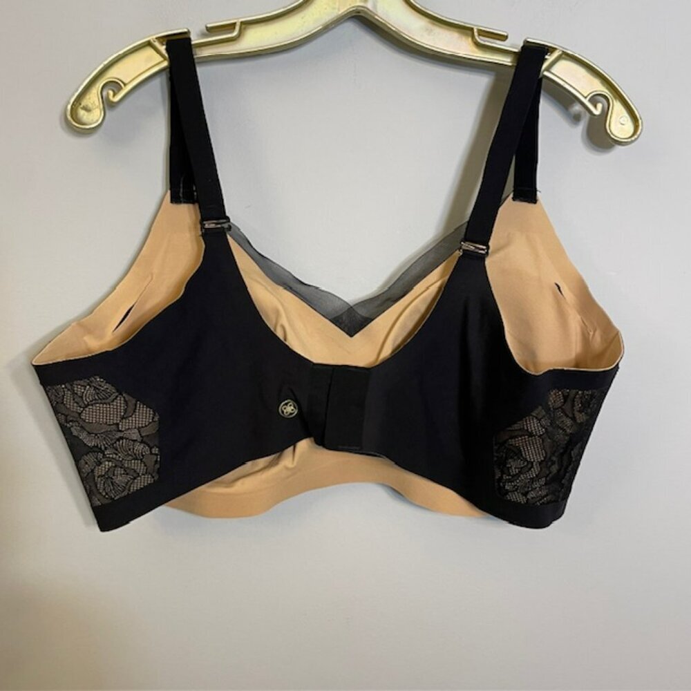 Honeylove Crossover Lace Bra Wireless Comfort Support Black Lace Runway 2X - Picture 3 of 6